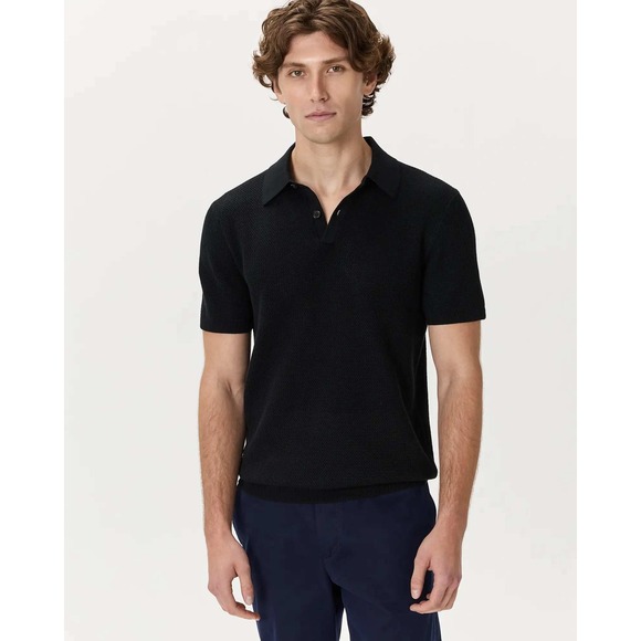 Quince Other - Quince Organic Cotton Mesh Stitch Sweater Polo Black XXL NWT Mens